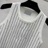 23ss womens designer clothing Womens Knits Double C letter logo logo Vertical stripe Sequin Woven knitted vest top High quality womens clothes
