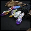 Naszyjniki wiszące nieregularne kamienne frędzle pendo pendum reiki leczenie naszyjnik dla kobiet Rainbow Colorf Rock Quartz Red Crystal Drop dhnlh