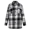 Women's Blouses Womens Casual Jacket Light Weight Thin Slim Coat Long Sleeve Blazer Office Coats Plaid Print Tan Wool Women