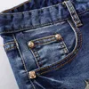 Men's Jeans Fashion Tiger And Girl Print Male Knee Length Slim Straight Stretch Denim Shorts