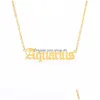 Pendant Necklaces Zodiac Necklace For Women Gemini Taurus Aries Leo Aquarius Stainless Steel Constellation Jewelry Gift Collier Drop Dhlp1