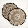 Mats Pads Cotton And Linen Round Place Boho Woven Rame Tassels Table For Dining Room Kitchen Decor Drop Delivery Home Garden Bar D Dh9Ah