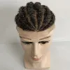 Indian Virgin Human Hair Hairpiece Root Afro Corn Braids #1B/Gray Full Lace Toupee för Old Blackman