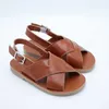 Sandals Summer Full grain leather Baby boys sandals Wooden Bottom Genuine Leather Fashion Girl beach sandals children's casual shoes AA230518