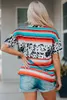 Western Serape Cow Color Block V-Ausschnitt Top 2023 Hot New y4Z1#