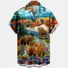 Camisas casuais de masculino Estamar impressão 3D Hawaiian Mulher Moda Bluss Beach Camisas Summer Blouse masculina Camisa de lapela masculina Cuba