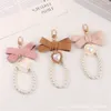 Keychains Fashion Pearl Keychain Bow Heart Pendant Key Chains For Women Bag Charms Ornament Keyring Best Gifts