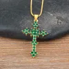 New Arrival Fashion Religion Simple Personalized Cross Pendant Copper Gold Plated 5 Colors Anniversary Zircon Jewelry