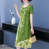 Dresses Mom's Summer Dress 2022 New Style Wide Lady Western Noble Middleaged And Elderly Women's Shortsleeved