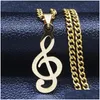 Pendant Necklaces Fashion Stainless Steel Music Note Pendants For Men/Women Chain Jewery Collares Para Mujer N1143S06Pendant Drop De Dhokd