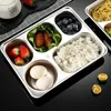 Geschirr-Sets, Edelstahl, geteiltes Besteck-Tablett für Kleinkinder: Tablett mit 5 Fächern, Tablett für Abendessen, Snacks, Camping