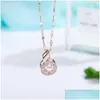 Pendentif Colliers Collier Femmes Fl Ensemble Créatif Incrusté Zircon Rose Or Titane Acier Géométrique Pour Femmes Pendentif Drop Delivery Je Dhaje