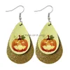 Charm Nieuwe Halloween SKL Leather -oorbellen voor vrouwen Pumpkin Print Druppel Dange Hoorring Groothandel sieraden Levering Dhgarden DHRQ6