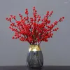 Decoratieve bloemen Kleine rode kunstmatige meeldieren Berries vertakken nep granaatappel fortuinfruit voor doe -het -zelf Christmas Wedding kransen decoratie