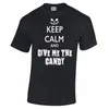 Camas de camisetas masculinas Camisa de Halloween Mantenha a calma e me dê o slogan de doces Carry On Parody