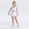 lu Kids Yoga Shorts Outfits High Waist Sportswear With Pockets Fitness Wear Short Pants Girls Running Elastic Prevent Wardrobe Culotte Double-deck Lining