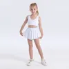 lu Kids Yoga Shorts Outfits High Waist Sportswear With Pockets Fitness Wear Short Pants Girls Running Elastic Prevent Wardrobe Culotte Double-deck Lining