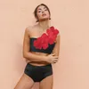 Swim Wear Flower Banduau Biquini Mulheres de biquíni brasileiro Conjunto Biquini Swimsuit Summer Thombating Aritão de banho de banho de banho de praia 230518