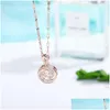 Pendentif Colliers Collier Femmes Fl Ensemble Créatif Incrusté Zircon Rose Or Titane Acier Géométrique Pour Femmes Pendentif Drop Delivery Je Dhaje