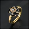 Cluster Rings Evil Blue Eye Ring Adjustable Copper Gold Plated Zircon Colorf Oil Drop Jewelry Delivery Dhgarden Dhila