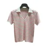 The same top of mall in summer 2023 new short sleeve pinstripe V-neck knitwear slim polo shirt for women