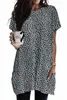 gray Leopard Print Side Pockets Tunic Top 2023 Hot New Z3if#