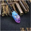 Naszyjniki wiszące nieregularne kamienne frędzle pendo pendum reiki leczenie naszyjnik dla kobiet Rainbow Colorf Rock Quartz Red Crystal Drop dhnlh