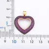 Top Quality Colors Heart-Shaped Hollow Crystal Zircon Pendant Gold Chain Necklace Women's Charm Jewelry Anniversary Gift