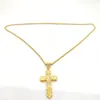 Women's Stereo Cross Pendant Halsband med tjock full diamant retro guldfylld figaro -kedjeval