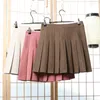 Юбки коричневая плиссированная юбка женская высокая талия с высокой талией осенней зима густой шерстяной корейский каваи