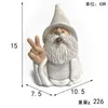 Garden Decorations Gnome Dwarf Ornaments Resin Artifact White Robe Smoking Middle Finger Home Decoration 230518