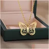 Pendant Necklaces Fashion Butterfly Pendants For Women 2023 Goth Charms Choker Stainless Steel Necklace Chains Jewelry Gift Drop Deli Dhq9I