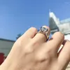 Cluster Rings Iogou 2CT Moissanite Diamond Solitiare Engagement for Women 925 Sterling Silver Bridal Wedding Band Bezel Seting 8mm