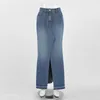 Jupes Vintage Denim Jupe Femmes Jeans Longs Avec Fente Étage Longueur A-Line Maxi Pour Les Femmes