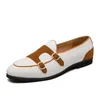 Kleding schoenen canvas lederen schoenen mannen casual luxe merk handgemaakte penny loafers mannen glijden op flats rijjurkschoenen witte groene mocassins 230518