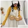 Torby kosmetyczne Cross Body Fashion Half Moon Wooden Shoder Crossbody for Women Bamboo Tkanin Summer Beach St Bag Rattan Small P Dhsxn