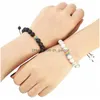 Perlen Regenbogen Stolz Paar Armband Stränge Schmuck Weiß Howlith Schwarz Lava Rock Perlen Öl Diffusor Armbänder Für Männer Frauen Dhgarden Dhau7