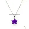 Pendentif Colliers Créativité Étoile Lucky Stone Collier Pour Femme Violet Rose Noir Vert 18 Couleur En Option Collier Pendentif Drop Deli Dhxpo