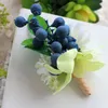 Dekorativa blommor 10st/Lot Artificial Blueberry Corsage Flower Bridesmaid Hand Wedding Party Decoration