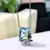 Kettingen 2023 925 Sterling zilver 10 14 mm Aquamarine Stone Topaz Crystal Gemstone Butterfly Pendant ketting Fijne sieraden voor vrouwen