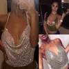 Womens Tanks Camis Summer Women Elegant Sexig Shiny Metal Texture Suspender Top Club Backless Bralette Beach Halter Gold Sequined Tank Top Camisole 230519