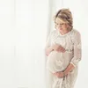 Vestido de sesión de fotos de maternidad de ganchillo Vestido de fotografía de embarazo de manga completa