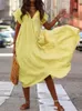Temel gündelik elbiseler bohemian yaz kadın sundress zanzea moda v boyun beest vestidos kadın katı fırfır asimetrik elbise 230519
