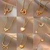 Classic Gold Color Stainless Steel Necklace For Women Jewelry Limited Pearl Beads Heart Pendant Necklace Birthday Gift