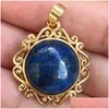 Collane con ciondolo Avventurina Shell Lapis Lazi Tiger Eye Crystal Goldstone Howlite Opal Perlina rotonda 1Pcs Wfh747 Drop Delivery Jewelry P Dhlwg