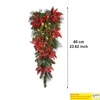 装飾的な花の花輪クリスマスリードリースガーランド装飾コードレスプレリットステアライトアップナビダッドクリスマス装飾ドーノス