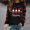 Kvinnors hoodies damskjorta vinter jul lätt plåt tryckt rund hals långärmad tröja topp tröja