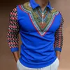 Men's Polos Autumn African Print Long Sleeve Polo Shirt Men's casual retro ethnic clothing in European size S-3XL 230518