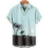 Mäns casual skjortor kokosnöt träd hawaiiansk skjorta tropiska 3d tryckta mäns kvinnors strandblus kallande lapel unisex camisas