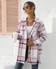 Women's Jackets Women's Plaid Printed Single Breasted Long Sleeved Coat Spring Summer Cool Loose Blazer Jacket